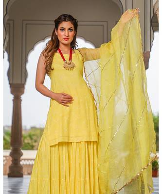 Muskaan Bandhej Modal Kurta Sharara Dupatta Set 5