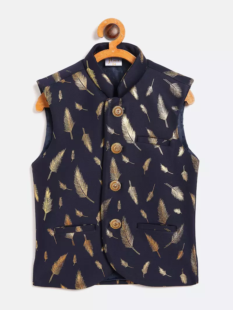 Blue plain blended cotton boys-blazer