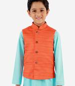Boys' Orange Nehru Jacket