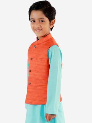 Boys' Orange Nehru Jacket 2