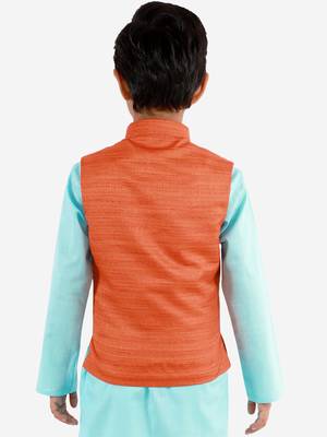 Boys' Orange Nehru Jacket 3