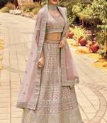 Attractive Light-purple zarkan, gota, zari, and resham embroidered organza Semi Stitched Dulhan Lehenga