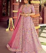 Spellbinding Kobi Pink sequins, zarkan, and resham embroidered raw Silk Semi Stitched Festive Lehenga