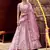 Dreamy Puce Pink swarovski, zarkan, zari, and resham embroidered satin semi stitched Bridal lehenga