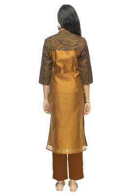 Brown printed viscose long-kurtis 3