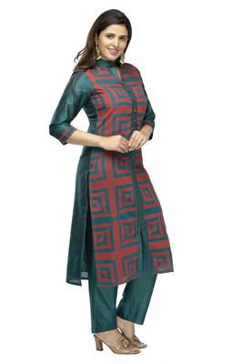 Green printed viscose long-kurtis 2