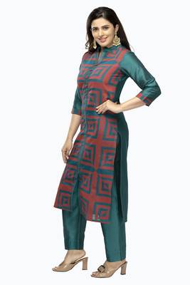 Green printed viscose long-kurtis 3