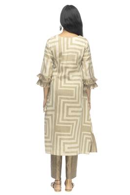 Brown embroidered viscose long-kurtis 3