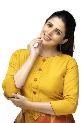 Yellow printed viscose long-kurtis 2