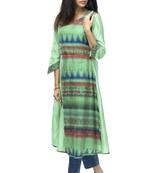 Raghav Apparels Designer Green printed Cotton viscose long-kurti