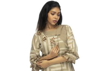 Brown embroidered viscose long-kurtis 4