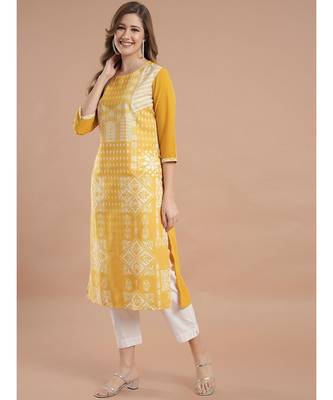 Raghaw Women's Crepe straight digital printed kurta 3