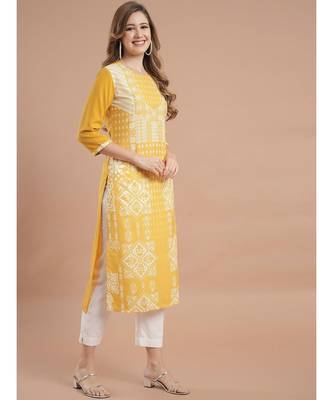 Raghaw Women's Crepe straight digital printed kurta 5
