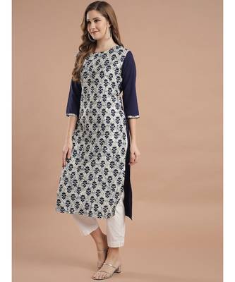 Raghaw Women's Crepe straight digital printed kurta 5