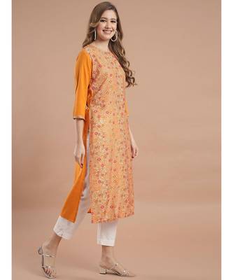 Raghaw Women's Crepe straight digital printed kurta 5
