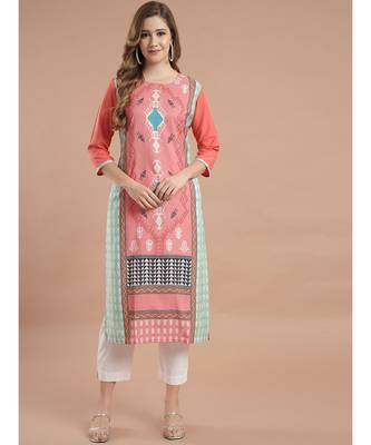 Raghaw Women's Crepe straight digital printed kurta 1