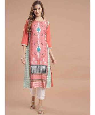 Raghaw Women's Crepe straight digital printed kurta 2