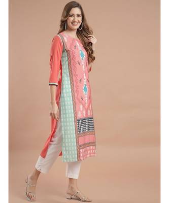 Raghaw Women's Crepe straight digital printed kurta 4