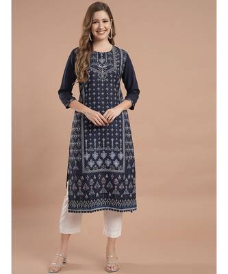 Raghaw Women's Crepe straight digital printed kurta 1