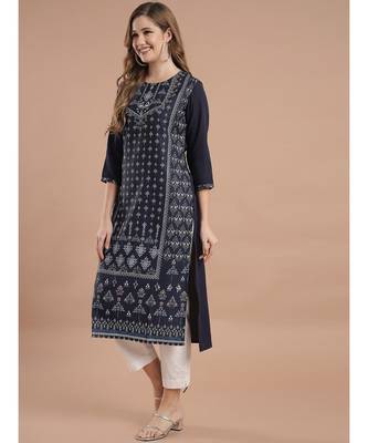 Raghaw Women's Crepe straight digital printed kurta 3