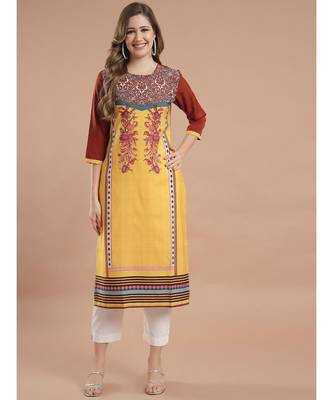 Raghaw Women's Crepe straight digital printed kurta 1