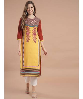 Raghaw Women's Crepe straight digital printed kurta 2