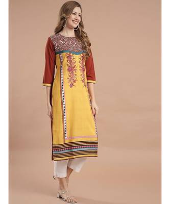 Raghaw Women's Crepe straight digital printed kurta 3