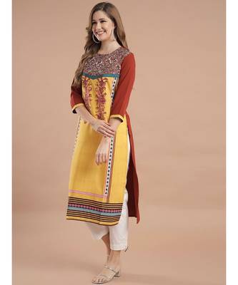 Raghaw Women's Crepe straight digital printed kurta 5