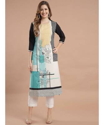 Raghaw Women's Crepe straight digital printed kurta 1