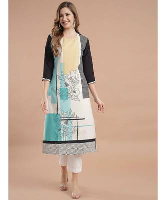 Raghaw Women's Crepe straight digital printed kurta 2