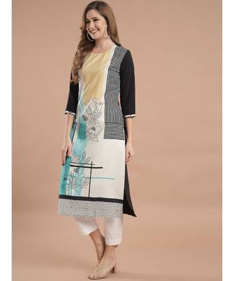 Raghaw Women's Crepe straight digital printed kurta 3