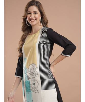 Raghaw Women's Crepe straight digital printed kurta 5