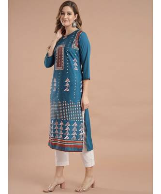 Raghaw Women's Crepe straight digital printed kurta 3