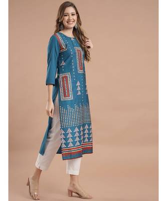Raghaw Women's Crepe straight digital printed kurta 4