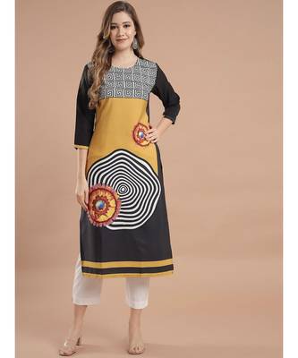 Raghaw Women's Crepe straight digital printed kurta 1