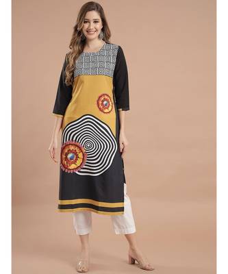 Raghaw Women's Crepe straight digital printed kurta 2