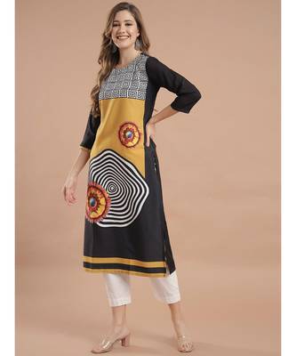 Raghaw Women's Crepe straight digital printed kurta 3