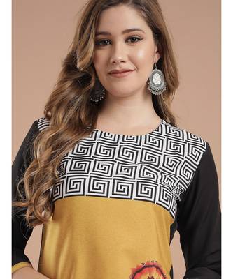 Raghaw Women's Crepe straight digital printed kurta 4