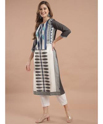 Raghaw Women's Crepe straight digital printed kurta 3