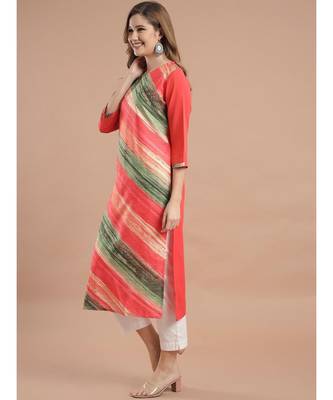 Raghaw Women's Crepe straight digital printed kurta 3