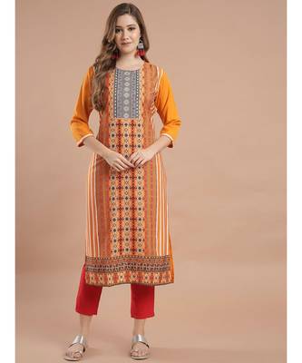 Raghaw Women's Crepe straight digital printed kurta 1