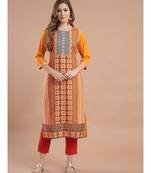 Raghaw Women's Crepe straight digital printed kurta