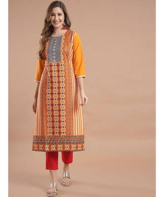 Raghaw Women's Crepe straight digital printed kurta 2