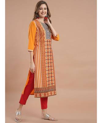 Raghaw Women's Crepe straight digital printed kurta 4