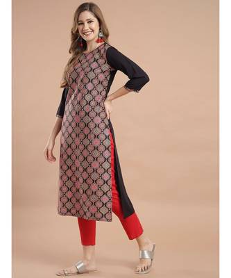 Raghaw Women's Crepe straight digital printed kurta 3