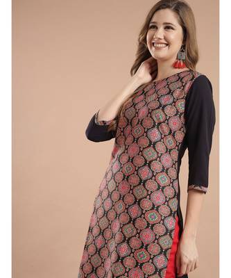 Raghaw Women's Crepe straight digital printed kurta 4