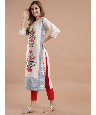 Raghaw Women's Crepe straight digital printed kurta 3