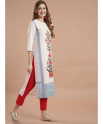 Raghaw Women's Crepe straight digital printed kurta 4