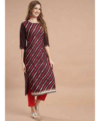 Raghaw Women's Crepe straight digital printed kurta 4