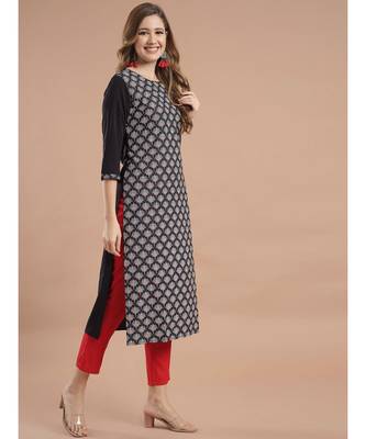 Raghaw Women's Crepe straight digital printed kurta 4